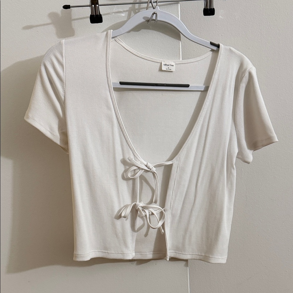 Wilfred Cream Tie-Front Crop Top